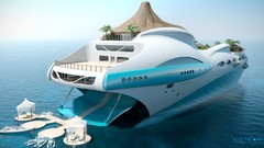 Yachts Boats 3d luxury Tropical Island luxury boats