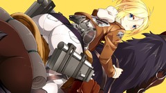 Yellow ass Horses Anime yellow background anime girls blue eyes 