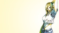 Yellow background blondes long hair blue eyes aya brea Parasite 