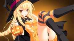 Yellow black girl Anime witch Halloween