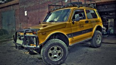 Yellow cars cornfield 4x4 Russians Lada 2121 Niva russian cars