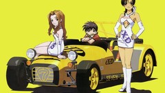 Yellow glass purple Japan Anime cars glasses driver anime girls 
