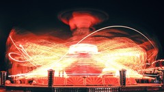 Yellow night black red lights colors circles machinery 