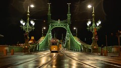 Yellow night lights Bridges night city budapest hungary rivers 
