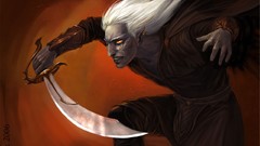 Yellow orange abstract Drow fantasy art