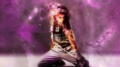 Youth woman pleasure meet digital art