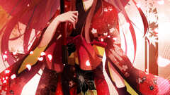 yukata anime girls original characters traditional clothing red