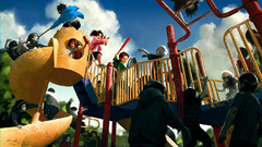 Zombies fight playground children