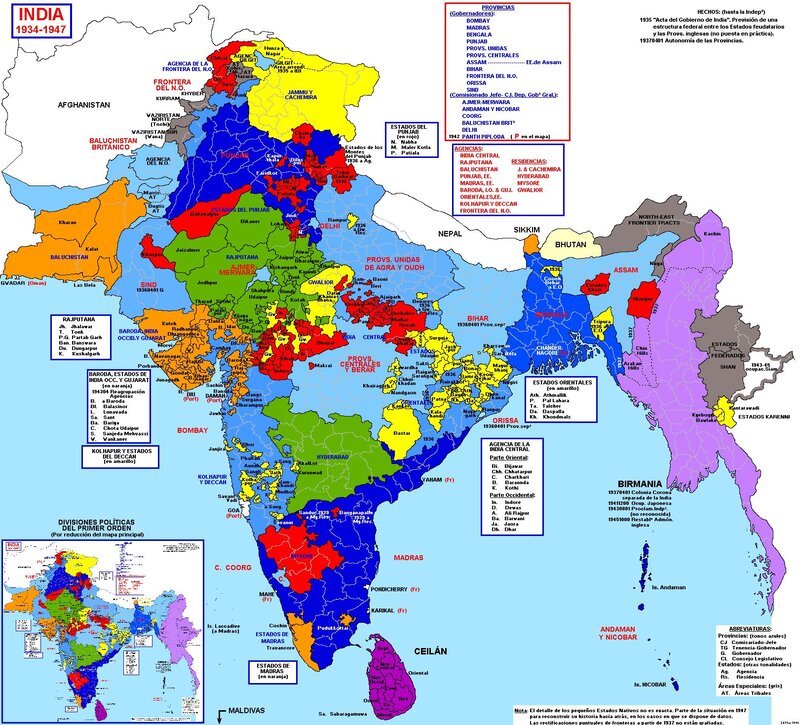 India political map 1934-1947