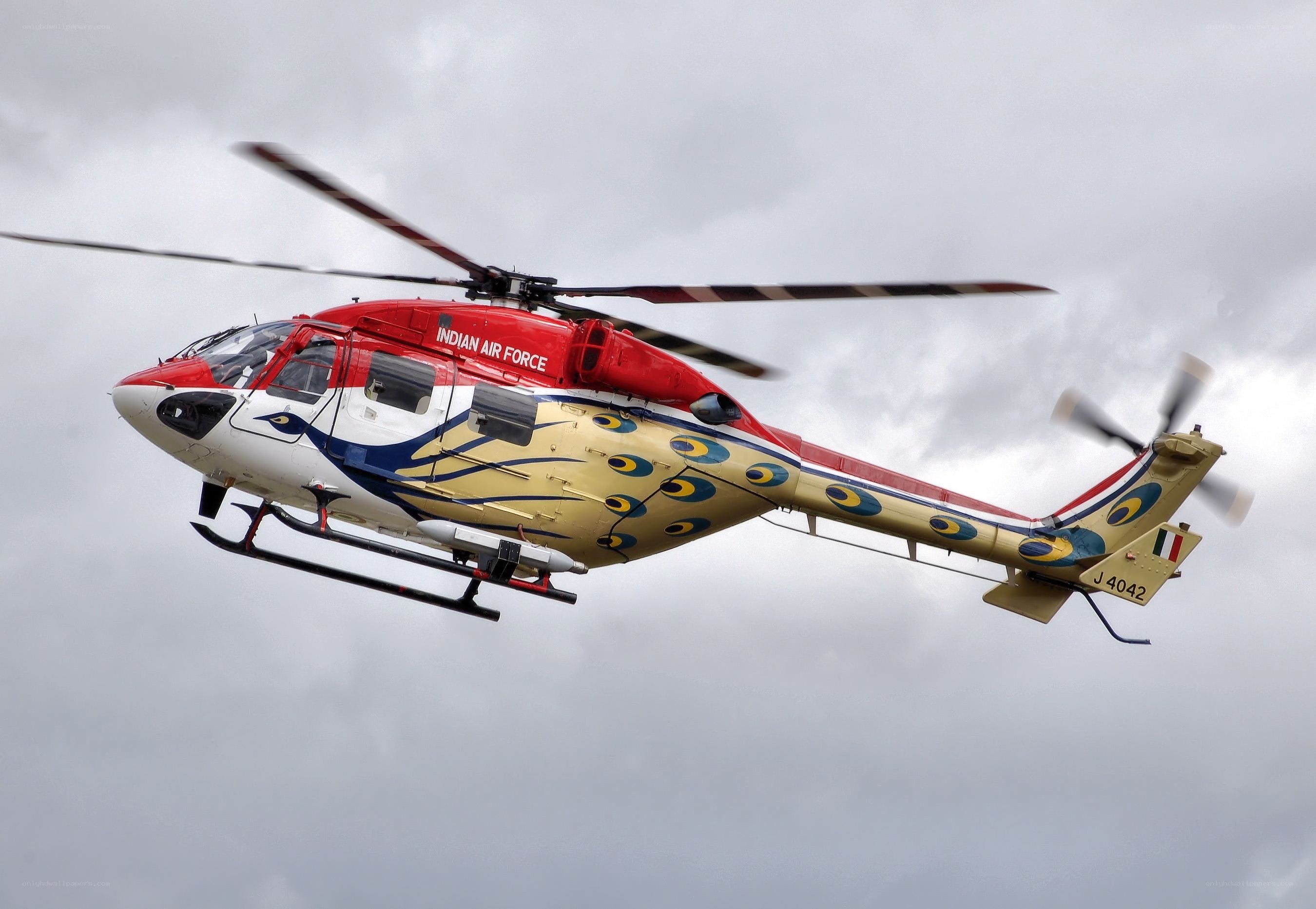 Indian Air Force helicopter in flight