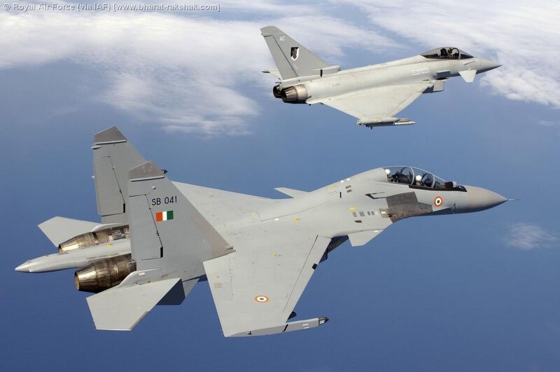 Indian and British fighter jets in flight