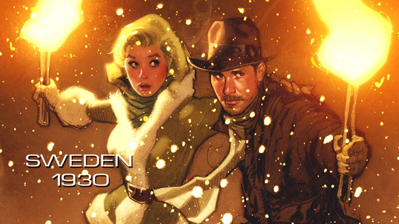 Indiana Jones and a companion in Sweden
