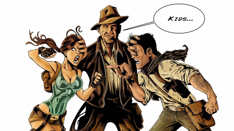 Indiana Jones and Lara Croft in action