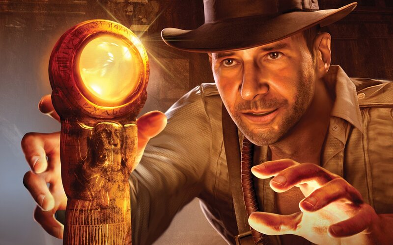 Indiana Jones holding artifact