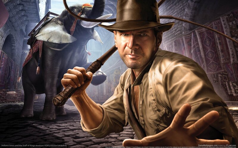 Indiana Jones with whip and elephant