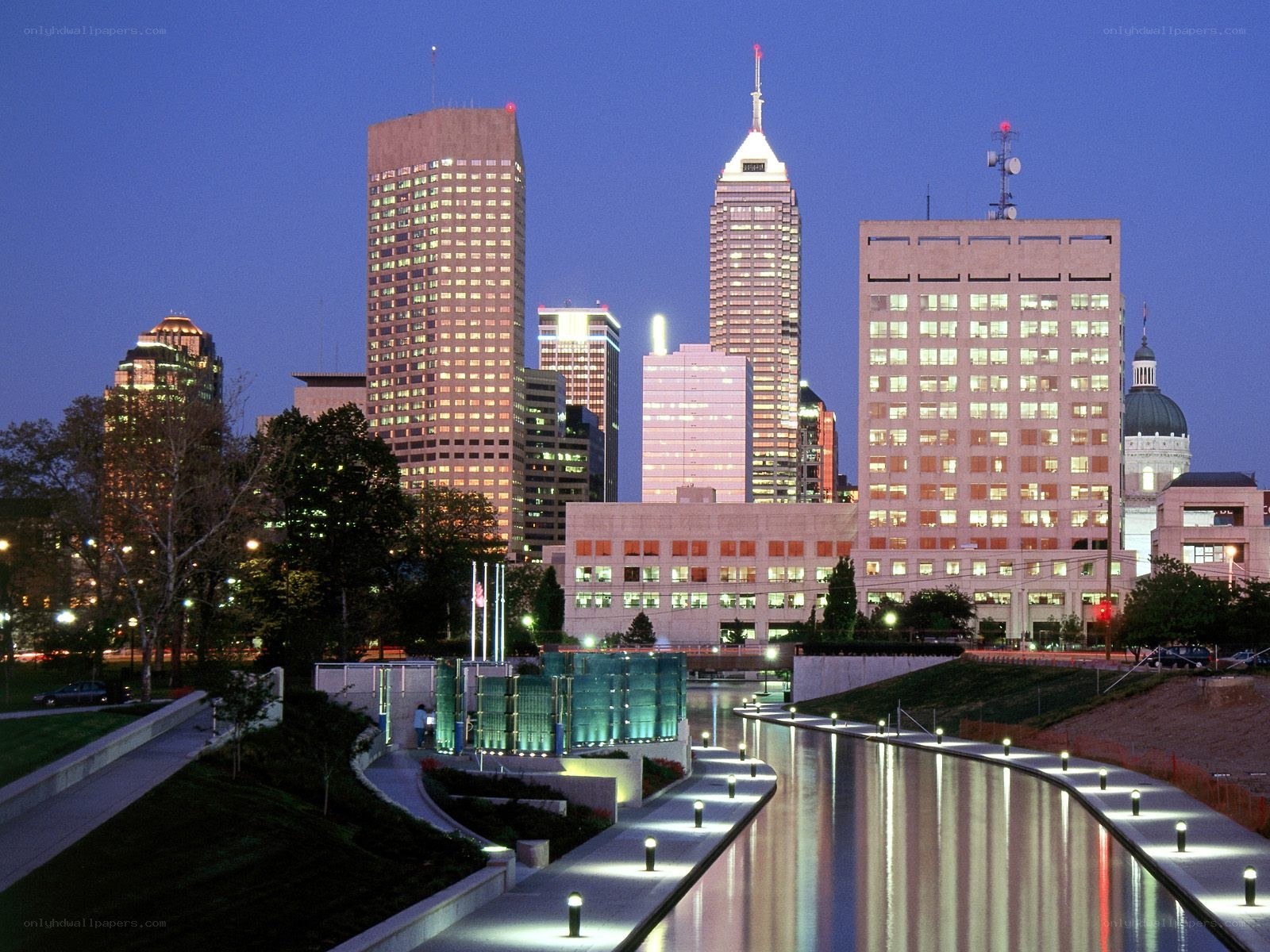 Indianapolis skyline at dusk