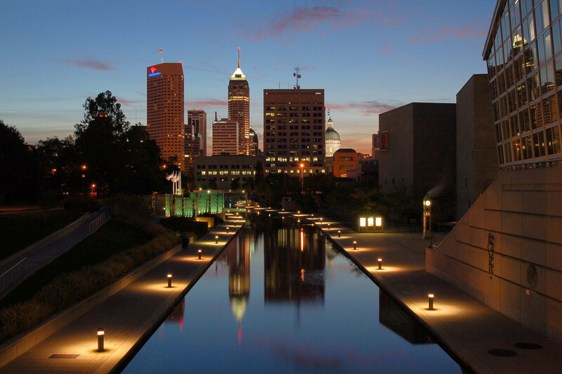 Indianapolis skyline at dusk