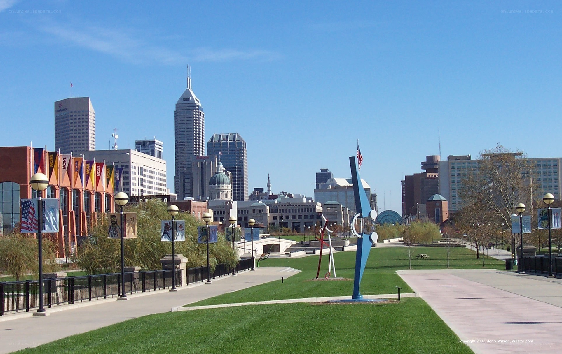 Indianapolis skyline from a park
