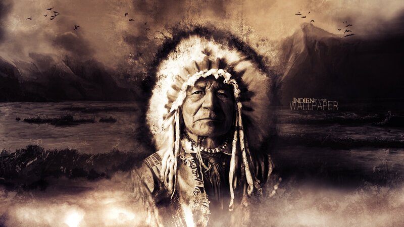 Indigenous Chief Portrait — Brown, Dramatic, Digital Art, Feather Headdress