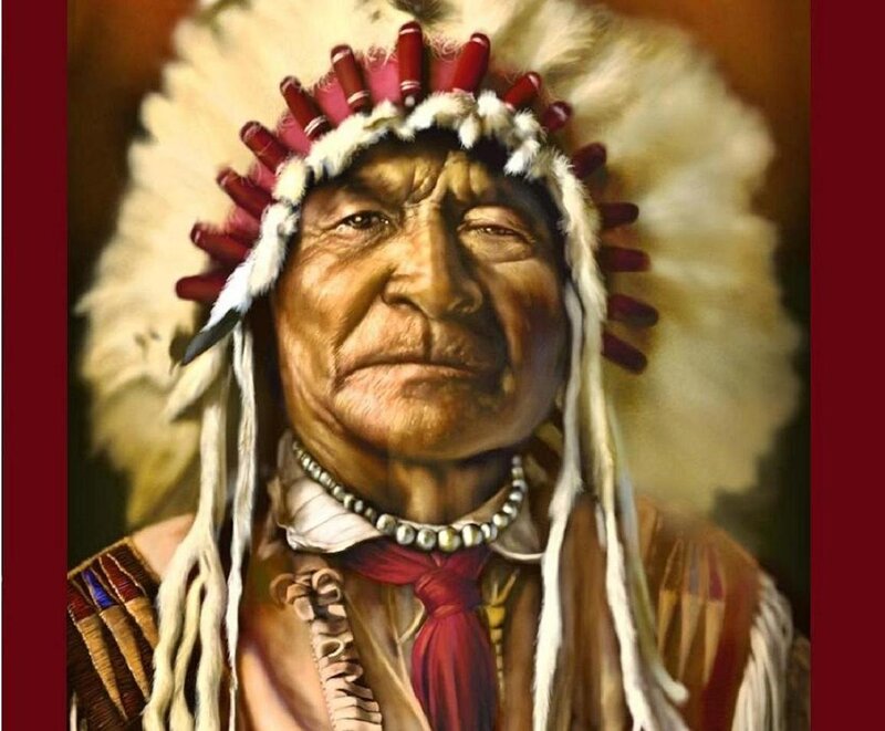 Indigenous Chief Portrait — Brown, Dramatic, Painting