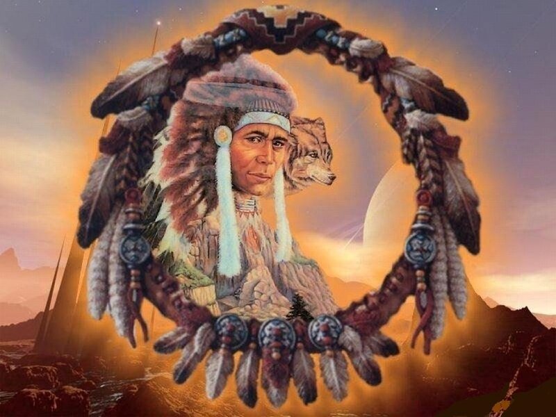 Indigenous Chief with Wolf