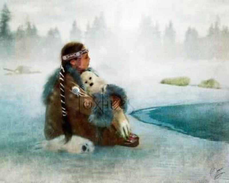 Indigenous Child with Puppy