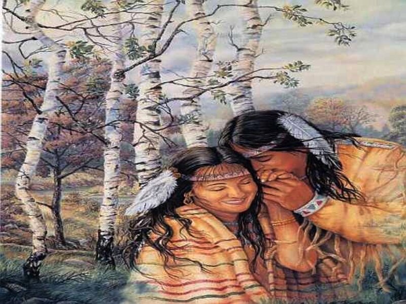 Indigenous Couple in Forest — Brown