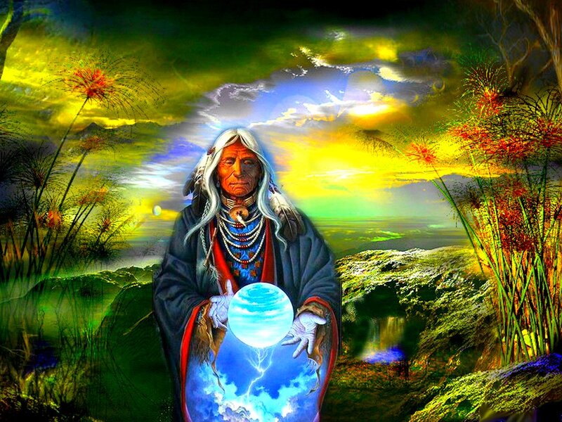 Indigenous Elder Holding Crystal Ball