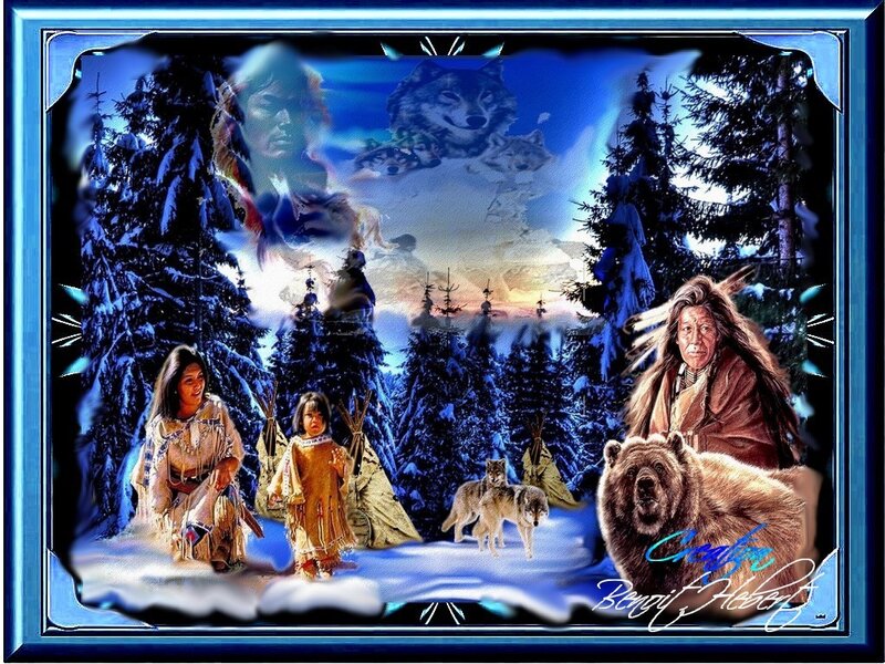 Indigenous Family in Winter