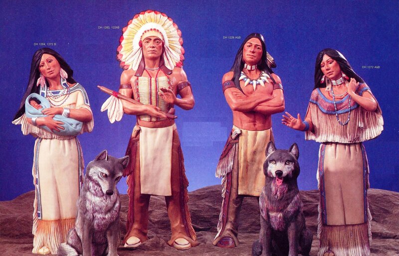 Indigenous Figurines with Wolves