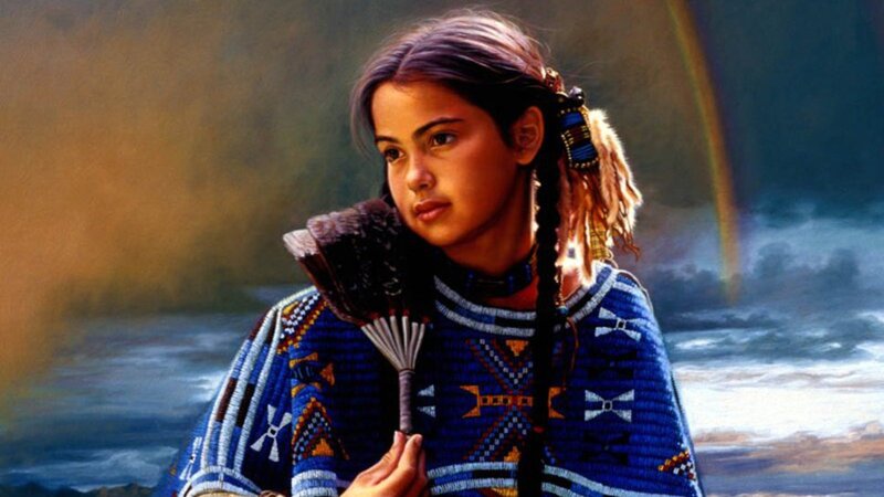 Indigenous Girl Holding Fan