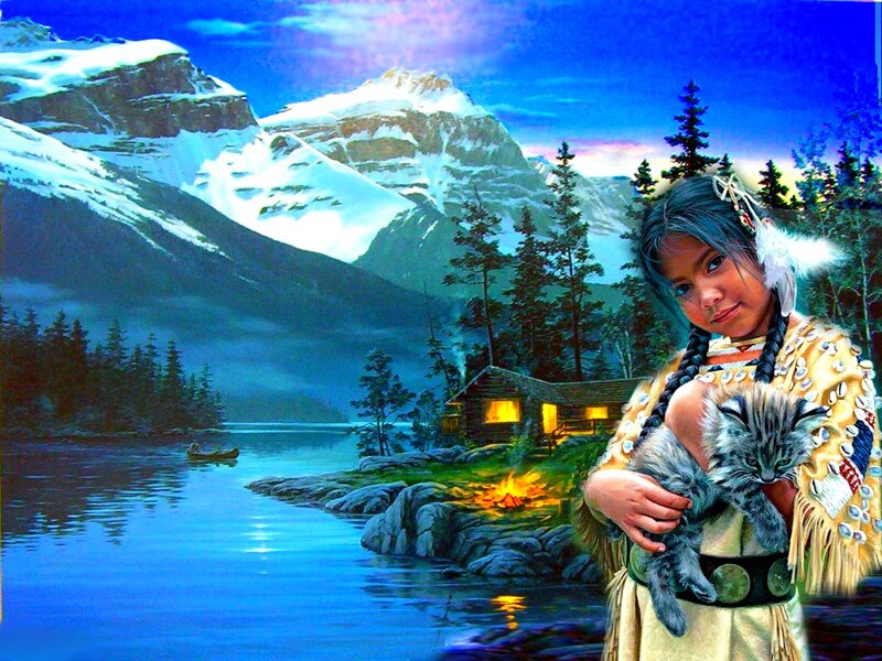 Indigenous Girl Holding Kitten