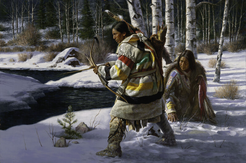 Indigenous Hunters in Snow