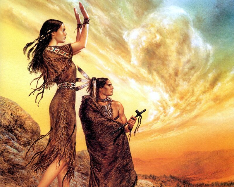 Indigenous Man and Woman — Yellow