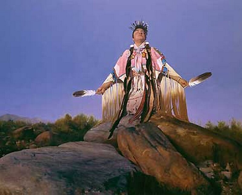 Indigenous Man on Rock