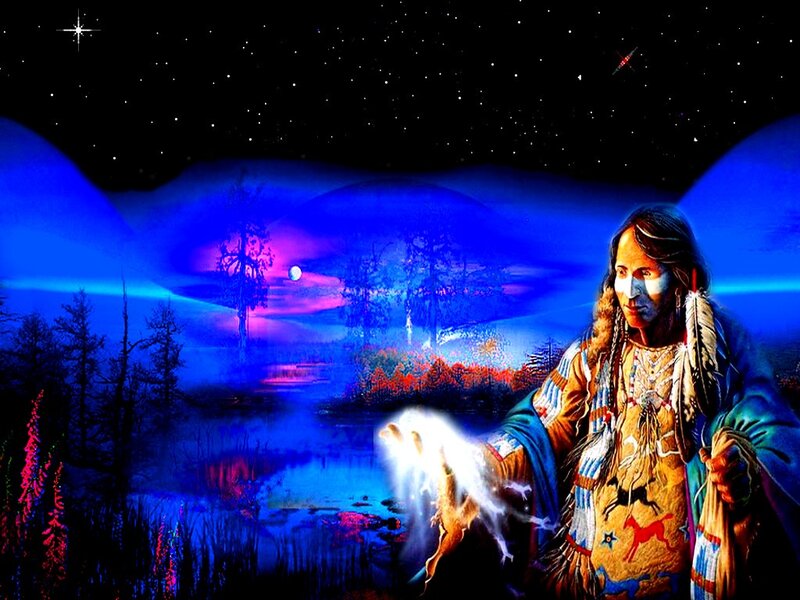 Indigenous Man with Glowing Hand