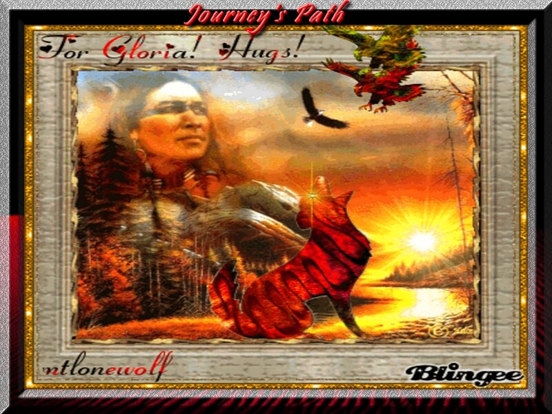 Indigenous Man with Wolf — Orange