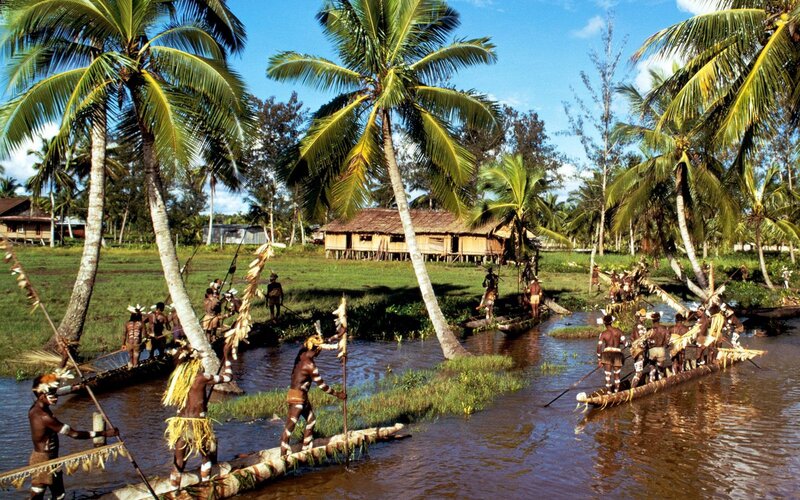 Indigenous people in a tropical village