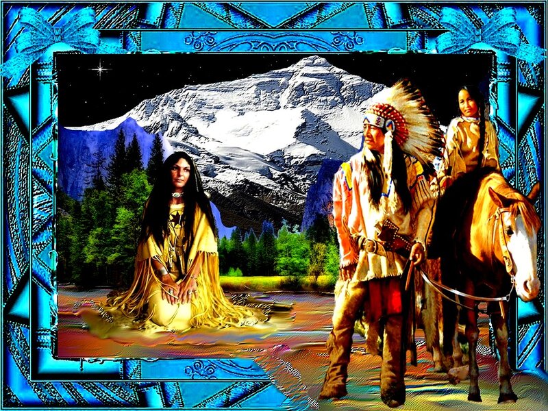 Indigenous People in Landscape — Blue