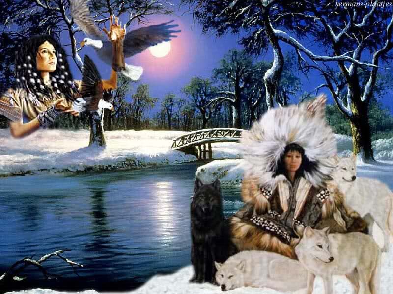 Indigenous People with Wolves