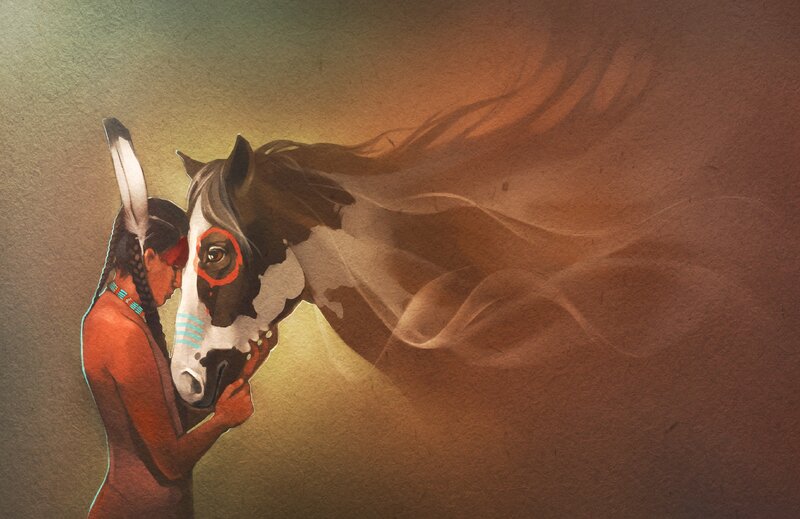 Indigenous Person with Horse