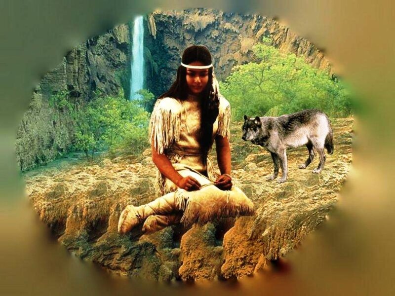 Indigenous Person with Wolf