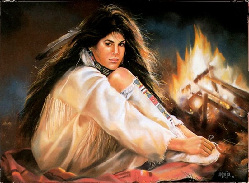 Indigenous Woman by Fire