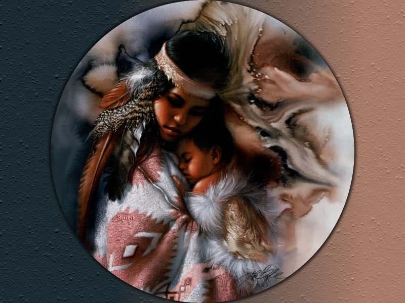 Indigenous Woman Holding Child