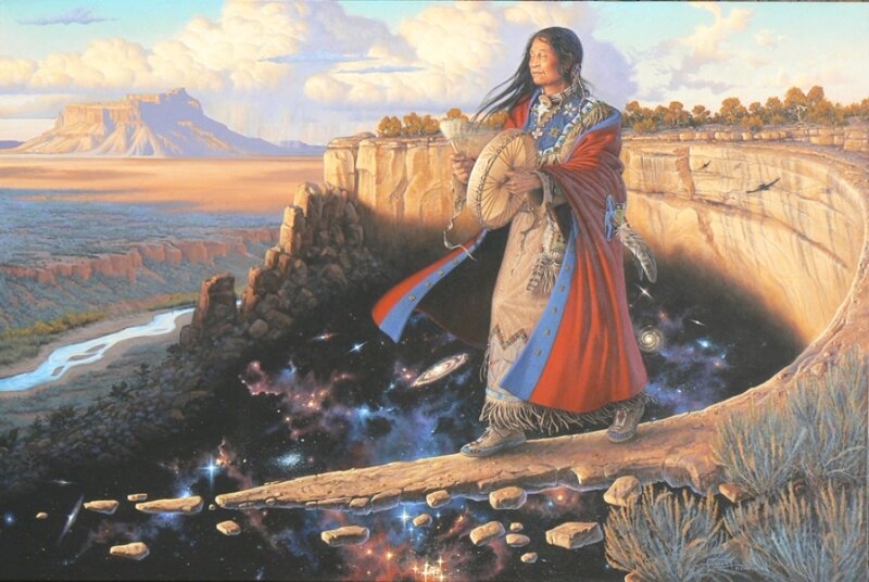 Indigenous Woman on Cliff