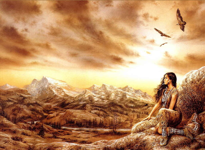 Indigenous Woman on Rock