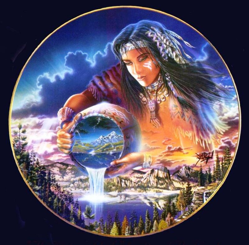 Indigenous Woman Pouring Water