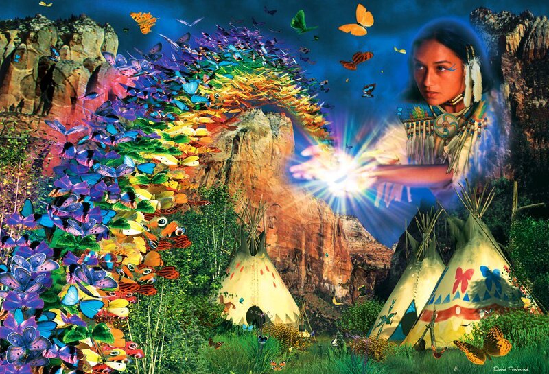 Indigenous Woman with Butterflies