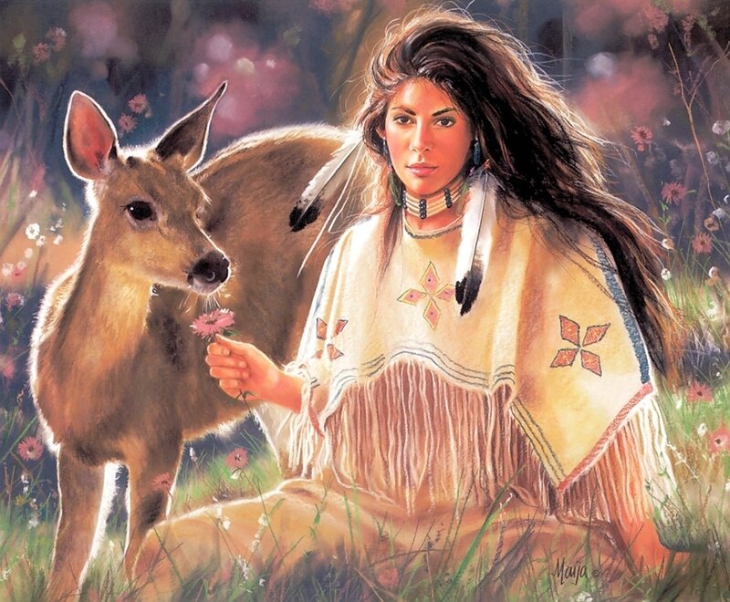 Indigenous Woman with Deer