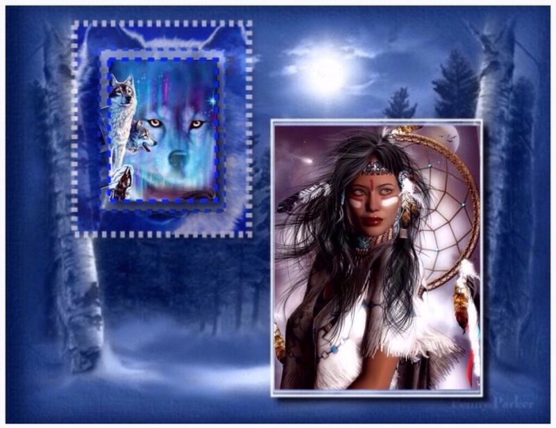 Indigenous Woman with Dreamcatcher — Blue